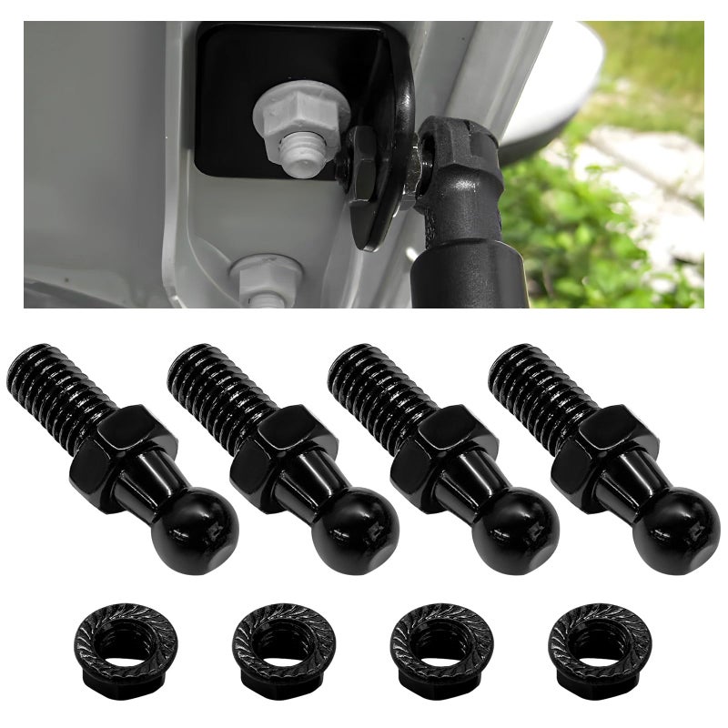 YTFRL 4 PCS 10 mm Ball Stud with Hardware Nuts 51618 Thread 916 Long Shank Gas Strut Mount Studs Carbon Steel Ball Ended Gas Spring Strut Stud for Bonnet Lift Support Black - Image 3