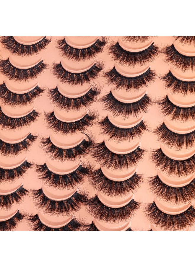 ALICROWN HAIR 20 Pairs False Eyelashes Natural Look Lashes Mink Fluffy Fake Eyelashes Wispy Strip False Lashes 4 Styles Mixed Thick Volume Faux Mink Eyelashes Alicrown  - Image 3