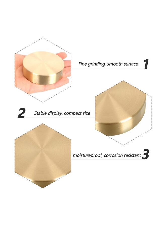 LAMAY 2 Pcs Calligraphy Paperweight, 1.97" Brass Round Block, Round Ruler Drawing Paperweight, Calligraphy Accessory, Chinese Calligraphy Tools, Golden - Image 2