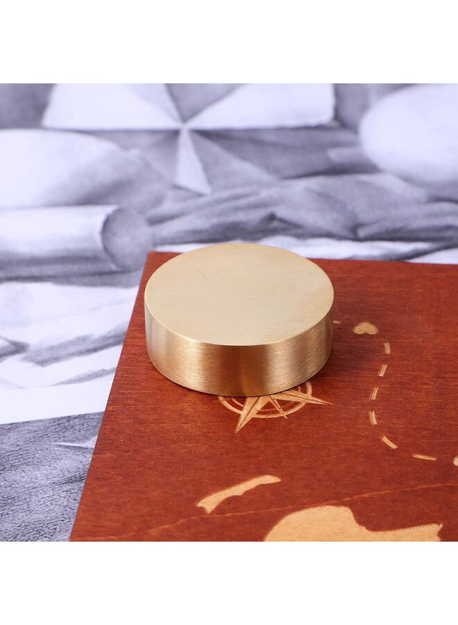 LAMAY 2 Pcs Calligraphy Paperweight, 1.97" Brass Round Block, Round Ruler Drawing Paperweight, Calligraphy Accessory, Chinese Calligraphy Tools, Golden - Image 5