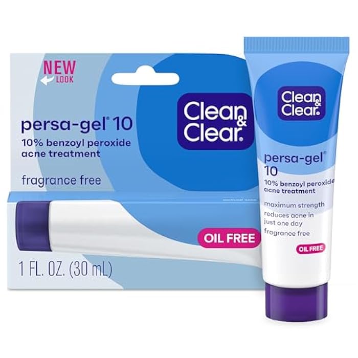 Clean & Clear Persa-Gel 10 Oil-Free Acne Spot Treatment with Maximum Strength 10% Benzoyl Peroxide, Topical Pimple Cream & Gel Medication for Face, Fragrance-Free, 1 fl. oz, 1 Pack - Image 1