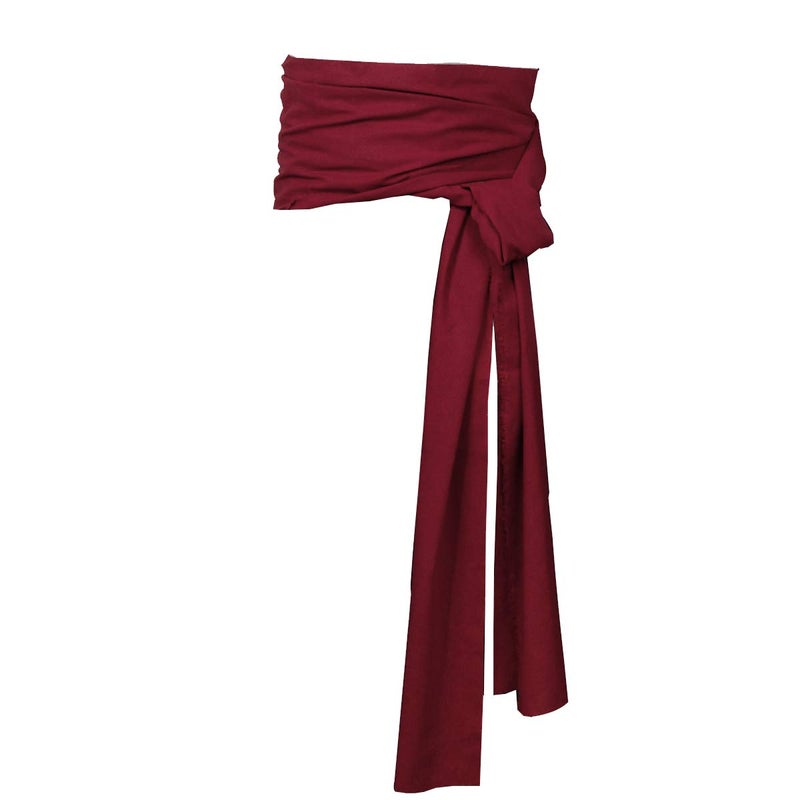 NUWIND Pirate Medieval Renaissance Large Sash Halloween Costume Waist Sash Jack Sparrow Belt Captain Props (Wine Red) - Image 1