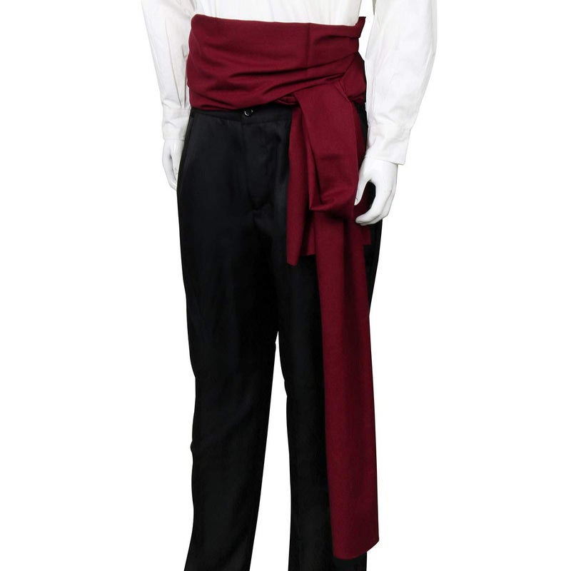 NUWIND Pirate Medieval Renaissance Large Sash Halloween Costume Waist Sash Jack Sparrow Belt Captain Props (Wine Red) - Image 2