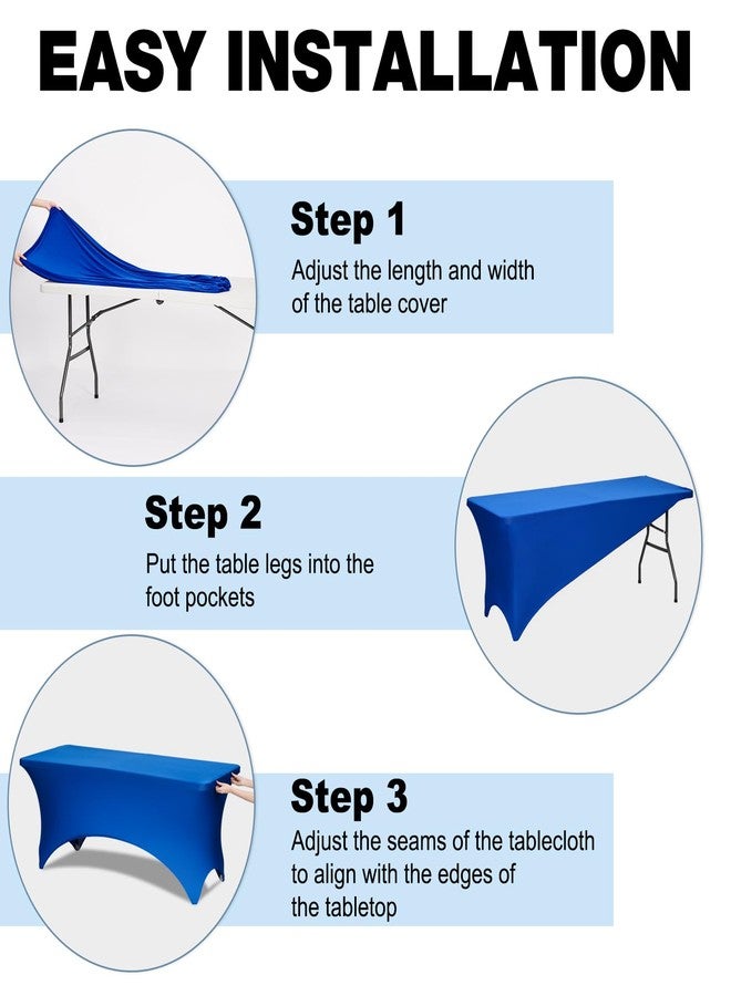 Trlyc 2 Pack 6FT Spandex Table Cloth - 72 x 30 Inch Rectangular Stretch Tablecloth, Wrinkle Resistant Scretch Table Cover for Wedding, Party, Banquet, Picnic, Outdoor Decoration (2Pcs,Royal Blue) - Image 4