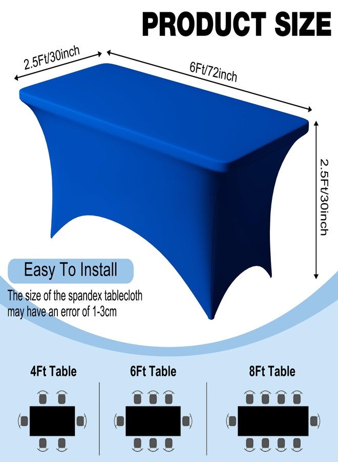 Trlyc 2 Pack 6FT Spandex Table Cloth - 72 x 30 Inch Rectangular Stretch Tablecloth, Wrinkle Resistant Scretch Table Cover for Wedding, Party, Banquet, Picnic, Outdoor Decoration (2Pcs,Royal Blue) - Image 3