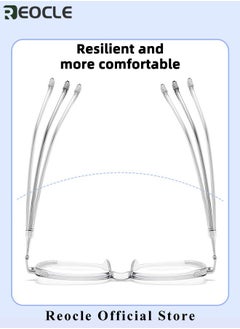 REOCLE Women's Progressive Multifocus Reading Glasses Spring Hinge Blue Light Blocking Glasses Large Square Reading Glasses  - Image 4