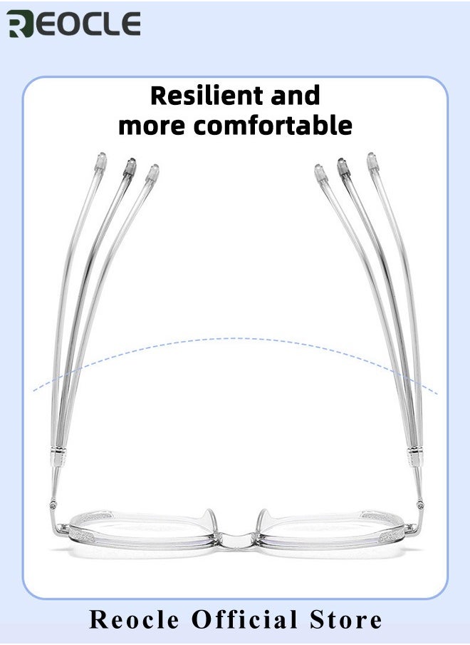 REOCLE - Women's Progressive Multifocus Reading Glasses Spring Hinge Blue Light Blocking Glasses Large Square Reading Glasses - Image 1