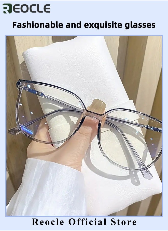 REOCLE - Women's Progressive Multifocus Reading Glasses Spring Hinge Blue Light Blocking Glasses Large Square Reading Glasses - Image 1