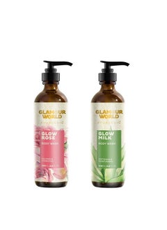 GLAMOUR WORLD Ayurvedic Glow Rose & Glow Milk Body Wash; An Antimicrobial Gentle Body Wash That Cleanses Skin Keeping It Hydrated Soft And Refreshed.; Enriched With Aloe Vera ; Rose  - Image 1