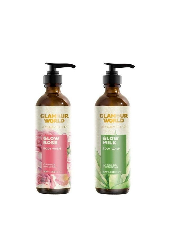 GLAMOUR WORLD Ayurvedic Glow Rose & Glow Milk Body Wash; An Antimicrobial Gentle Body Wash That Cleanses Skin Keeping It Hydrated Soft And Refreshed.; Enriched With Aloe Vera ; Rose  - Image 1