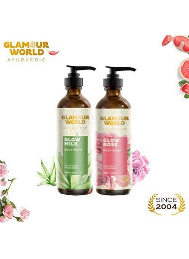 GLAMOUR WORLD Ayurvedic Glow Rose & Glow Milk Body Wash; An Antimicrobial Gentle Body Wash That Cleanses Skin Keeping It Hydrated Soft And Refreshed.; Enriched With Aloe Vera ; Rose  - Image 3