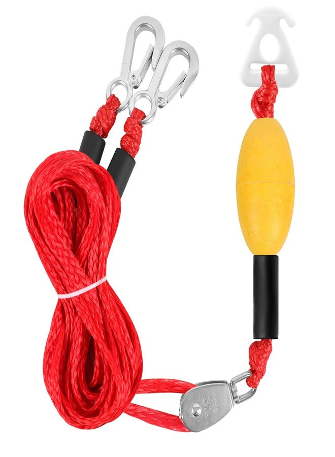YAXSHIMU Self Centering Tow Harness for Watersports with Foat Ball, Heavy Duty Boat Tow Harness with 2 Permanent Antirust Stainless Steel Rider (24FT Red with foat Ball) - Image 1