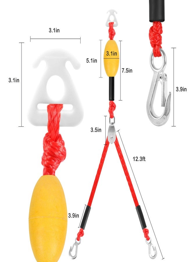 YAXSHIMU Self Centering Tow Harness for Watersports with Foat Ball, Heavy Duty Boat Tow Harness with 2 Permanent Antirust Stainless Steel Rider (24FT Red with foat Ball) - Image 2