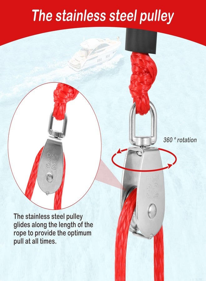 YAXSHIMU Self Centering Tow Harness for Watersports with Foat Ball, Heavy Duty Boat Tow Harness with 2 Permanent Antirust Stainless Steel Rider (24FT Red with foat Ball) - Image 5