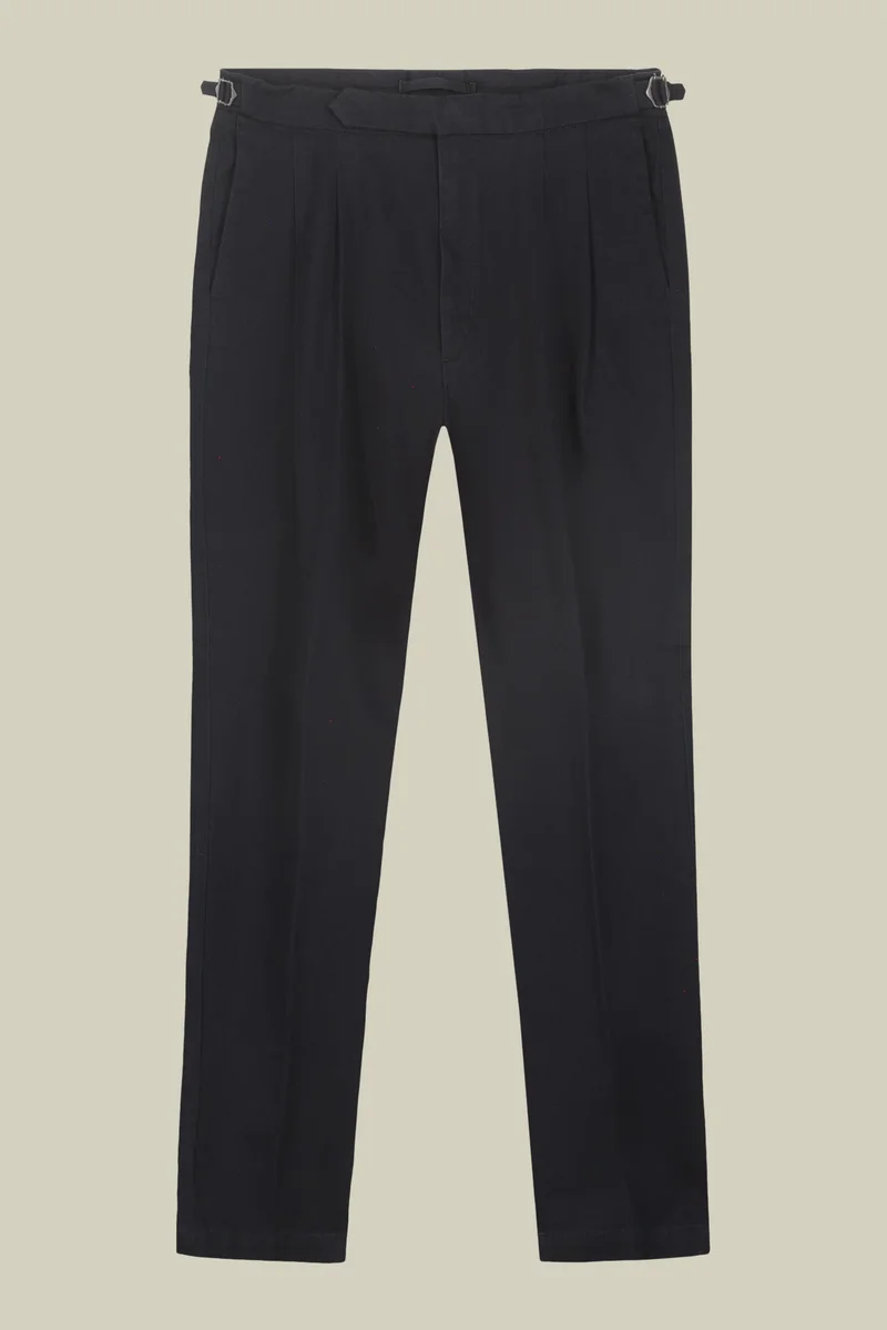 Doppelganger Men's heavy canvas trousers with double pinces and comfort fit - DK Blue