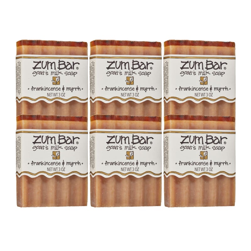 Indigo Wild Zum Goats Milk Soap Bar  Bar Soap for Hands  Body Made with Essential Oils  3 oz  Frankincense  Myrrh 6 Pack