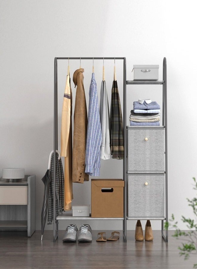 C&C Home Multifunction Metal Clothes Rack Hanger with Non-Woven Fabric Drawers Storage Shoe Rack for Home and Office 1x0.4x1.5 Meter - Image 1