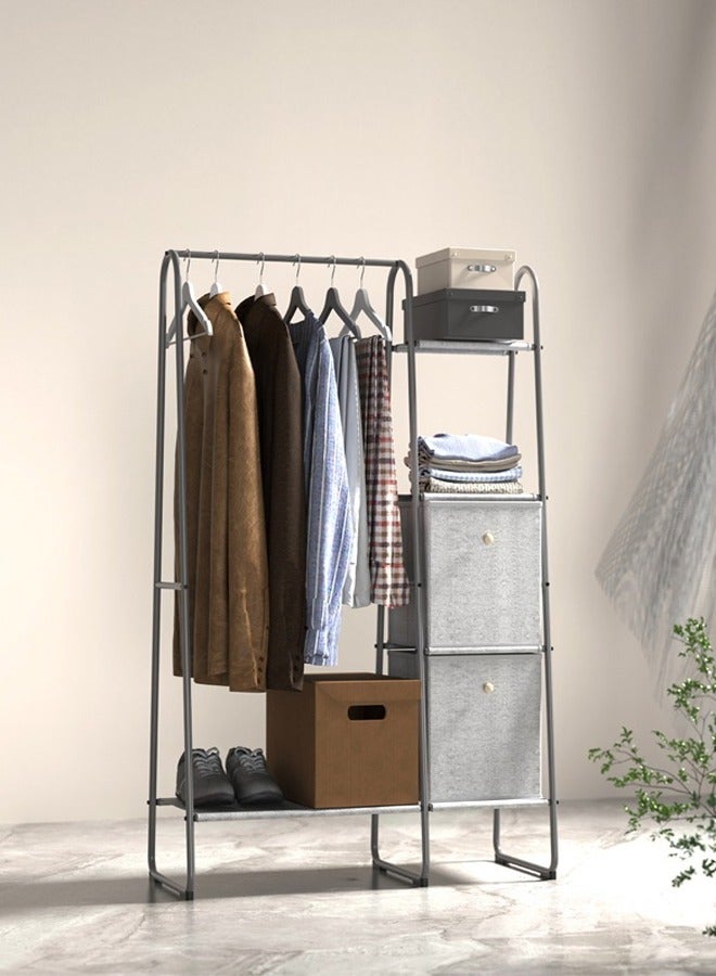C&C Home Multifunction Metal Clothes Rack Hanger with Non-Woven Fabric Drawers Storage Shoe Rack for Home and Office 1x0.4x1.5 Meter - Image 2