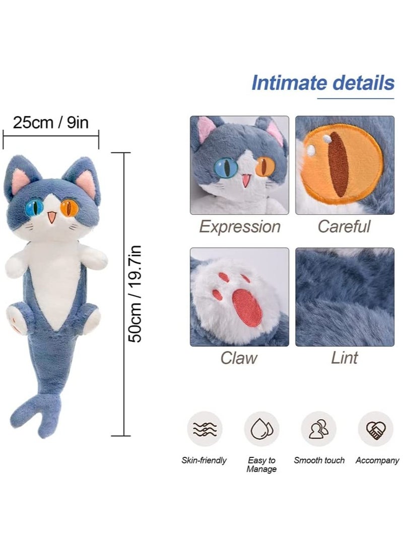 SYOSI Lovely Plush Shark Cat Doll C ute Cartoon Soft Stuffed Shark Kitten Pillow Long Throw Sleeping Pillow Doll Toy Gift for Kids g ir lf rie n d 50cm - Image 5