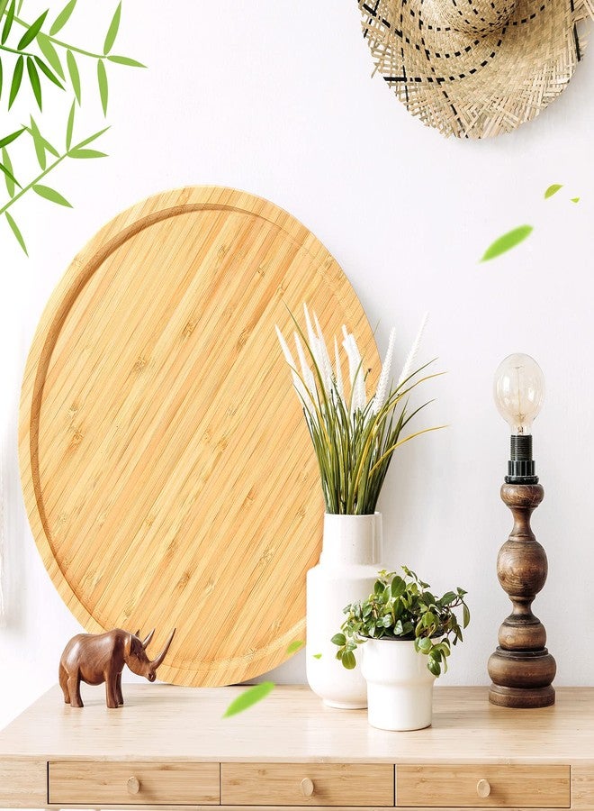 Meanplan 5 Pcs Round Wood Board Bulk Bamboo Serving Platter Wooden Tray Charcuterie Cutting Board with Rim for Fruit Bread Salad Pizza Kitchen Counter Home Dinning Coffee Table(13.5 Inch) - Image 4