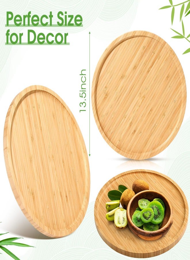 Meanplan 5 Pcs Round Wood Board Bulk Bamboo Serving Platter Wooden Tray Charcuterie Cutting Board with Rim for Fruit Bread Salad Pizza Kitchen Counter Home Dinning Coffee Table(13.5 Inch) - Image 2