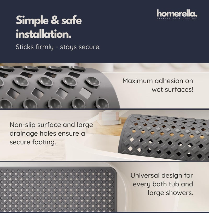 Homerella Bathtub Mat Non Slip 35x16 - homerellaÂ® Bath Mat Incl. Hooks for Drying, Extra Long, 100% BPA Free, Shower Mat Non Slip Anti Mold, Machine Washable, Shower Mats for Inside Shower Mildew Resistant - Image 4