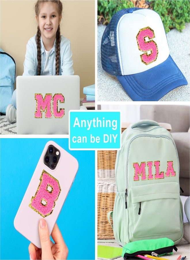 ASTARON 26 Pcs Self Adhesive Letter Patches Chenille Letters Stickers, A-Z Embroidered Applique Patches Alphabet Cloth Patch for Clothes, Bags, Hat, Phone Case, DIY Accessories (Medium Pink) - Image 4