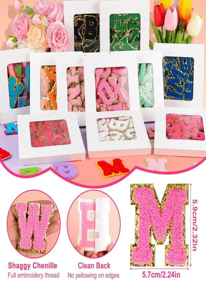 ASTARON 26 Pcs Self Adhesive Letter Patches Chenille Letters Stickers, A-Z Embroidered Applique Patches Alphabet Cloth Patch for Clothes, Bags, Hat, Phone Case, DIY Accessories (Medium Pink) - Image 2