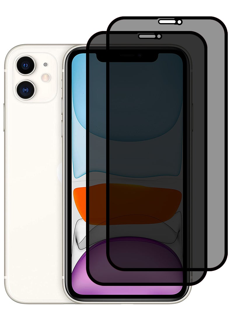 Theodor Pack of 2 Tempered Glass Screen Protector With 9H hardness For APPLE IPHONE 11 6.1 Privacy - Image 1