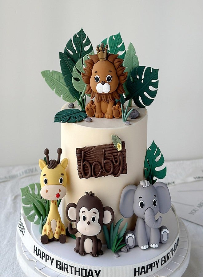 Qzinxja Jungle Animals Safari Cake Topper Cake Decorations Safari Animal Cake Toppers Wild Safari Cupcake Toppers Forest Safari Animals Themed Cake Decor Safari Birthday Decorations Party Supplies - Image 1