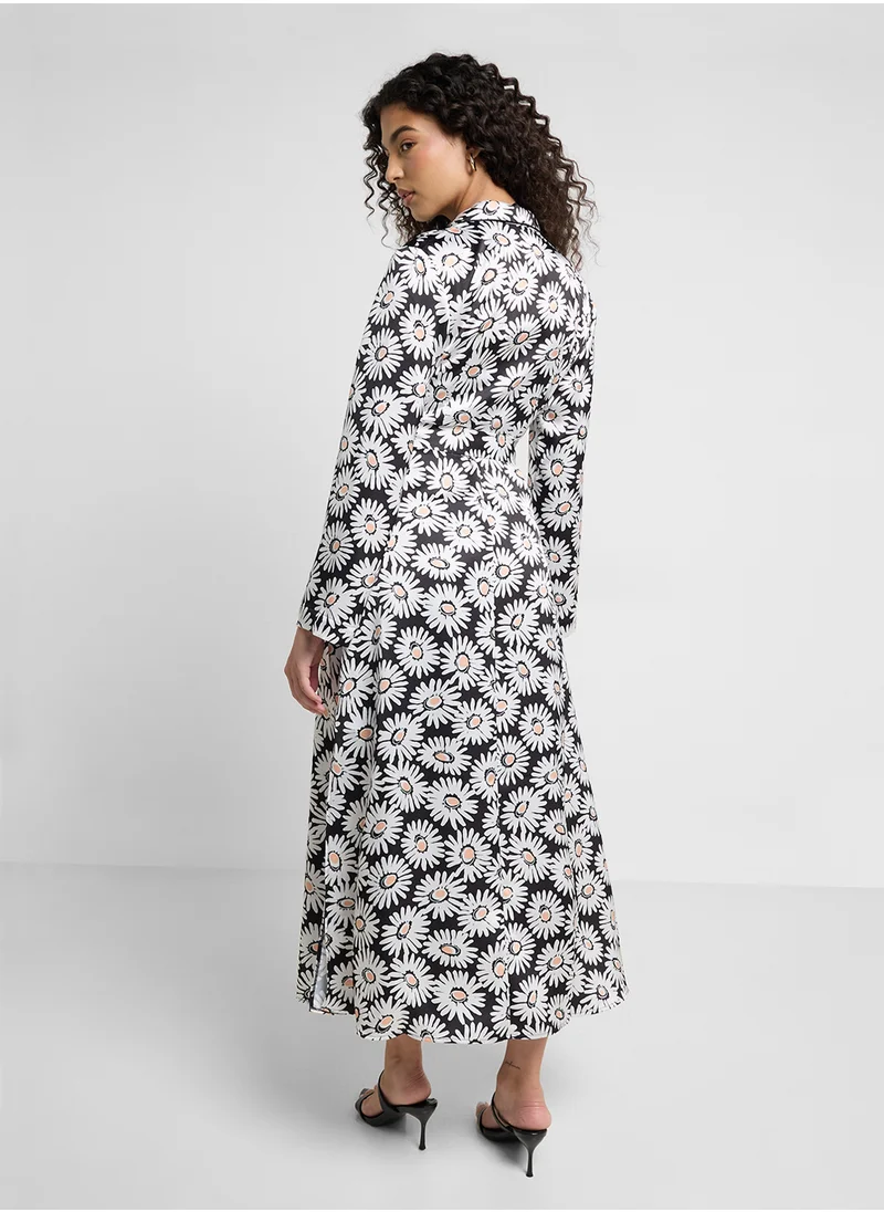 هوجو Daisy-print shirt dress with tie belt