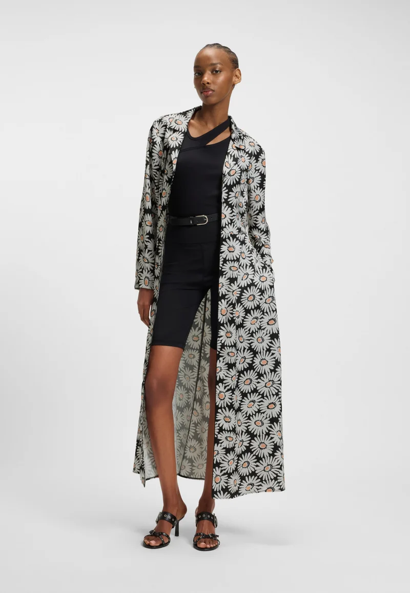 HUGO Daisy-print shirt dress with tie belt