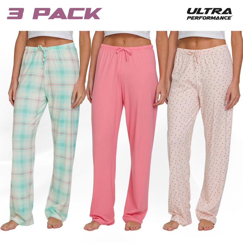 Ultra Performance Womens Pajama PJ Pants 3 Pack Lounge Bottoms Pajamas for Women (Avail in Plus Sizes) - Image 2