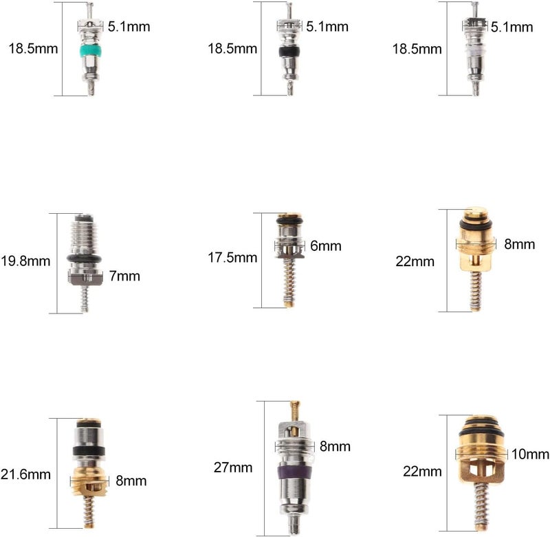 Kesoto 134pcs Assorted A/C Schrader Valves R134a Kit 11 Kinds of AC Valve Core - Image 4