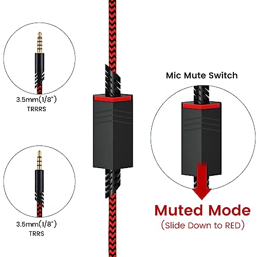 weishan A40 Cord Replacement for Astro A10 A40 TR Gaming Headsets, 3.5mm(1/8") Red Audio Cable with Inline Mic Mute Switch for PS5 PS4 Xbox, 6ft Long - Image 4