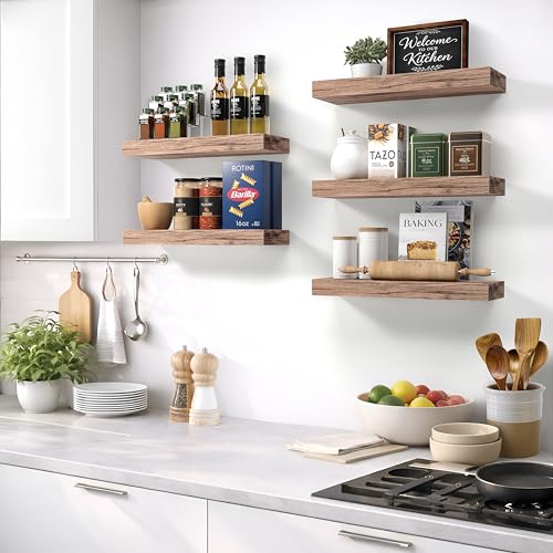 Sorbus Floating Shelves for Wall – 16 Inch Floating Shelf for Kitchen, Bedroom, Living Room, Bathroom, Home & Wall Decor - Mounted Bathroom Shelves with Invisible Brackets (Mahogany, 2 Pack) - Image 5