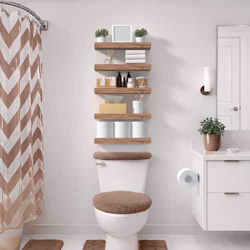 Sorbus Floating Shelves for Wall – 16 Inch Floating Shelf for Kitchen, Bedroom, Living Room, Bathroom, Home & Wall Decor - Mounted Bathroom Shelves with Invisible Brackets (Mahogany, 2 Pack) - Image 3
