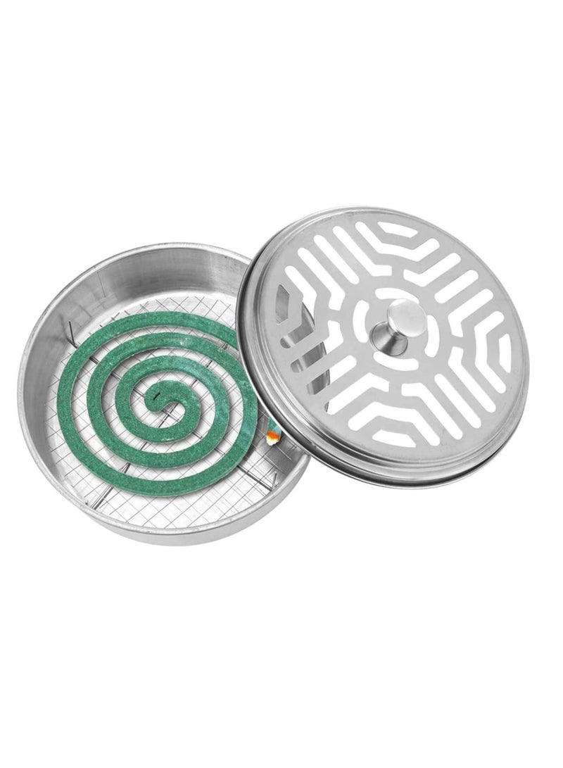 Excefore Mosquito Coil Holder Burner Portable Mosquito Incense Burner Holder Box with Cover Metal Mosquito Sandalwood Tin - Image 3