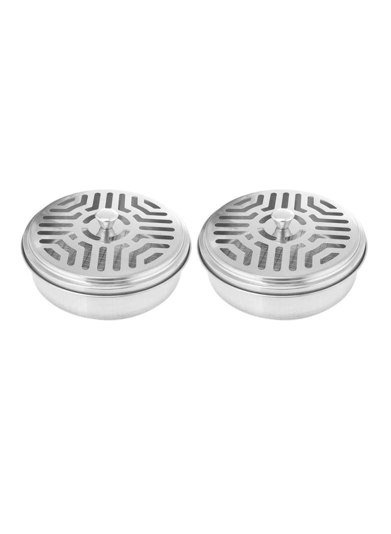 Excefore Mosquito Coil Holder Burner Portable Mosquito Incense Burner Holder Box with Cover Metal Mosquito Sandalwood Tin - Image 1