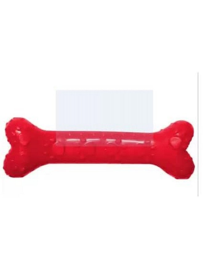Durable Non-Toxic 5 Inches Long Rubber Hard Spiked Pet Chew Bone Toy Ideal For Teething, Chewing And Fetching Dogs & Puppies (Red Color) - Image 1