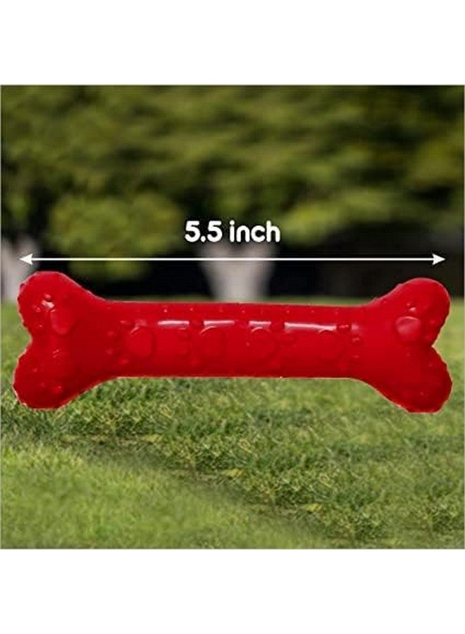 Durable Non-Toxic 5 Inches Long Rubber Hard Spiked Pet Chew Bone Toy Ideal For Teething, Chewing And Fetching Dogs & Puppies (Red Color) - Image 2