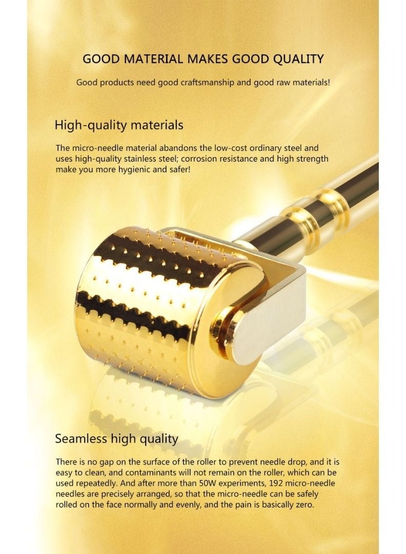 أسطوانة ديرما الفاخرة للوجه مقاس 0.5 مم مع 192 إبرة دقيقة من التيتانيوم للبشرة للوجه والجسم واللحية ونمو الشعر - Image 4