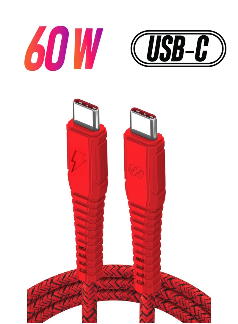 Moxedo Velox Nylon Braided Cable USB-C to USB-C Cable Fast Charge & Data Sync Compatible with iPad Mini 6, iPad Pro 2021, iPad Air 4, MacBook Pro2021, Galaxy S21, Switch, Pixel & more 3m Red - Image 1