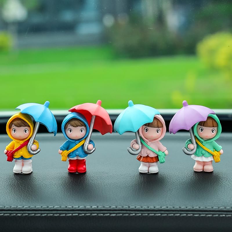 Spiaty Polyvinyl Chloride Umbrella Cute Couple Home, Car and Office Decor Figurine (Small, Blue, Set of 4) - Image 1