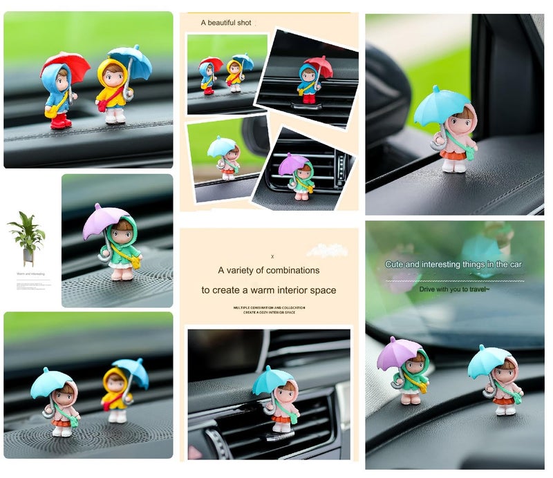 Spiaty Polyvinyl Chloride Umbrella Cute Couple Home, Car and Office Decor Figurine (Small, Blue, Set of 4) - Image 3