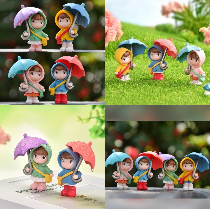 Spiaty Polyvinyl Chloride Umbrella Cute Couple Home, Car and Office Decor Figurine (Small, Blue, Set of 4) - Image 5