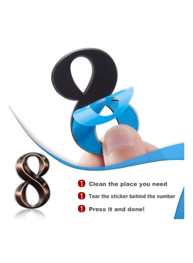 3D Self-Adhesive Address Numbers 0-9 2 Inch Waterproof Stickers for Home and Office Bronze Color 10 Pack - Image 2