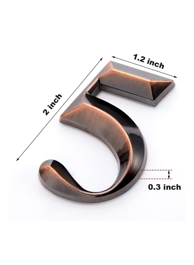3D Self-Adhesive Address Numbers 0-9 2 Inch Waterproof Stickers for Home and Office Bronze Color 10 Pack - Image 5