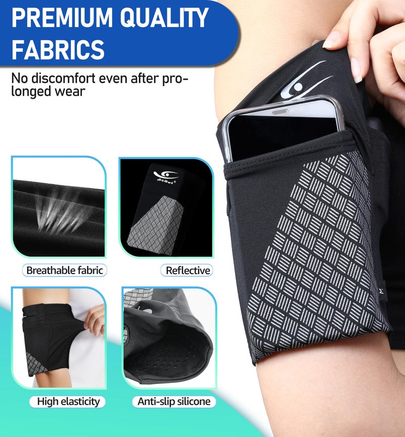 HiRui Universal Sports Armband Cell Phone Armband Sleeves Running Armband for Exercise Workout, Compatible with iPhone 16/16Plus/Pro/15/15Plus/14/13 Samsung Galaxy All Phones (Medium, Black) - Image 3