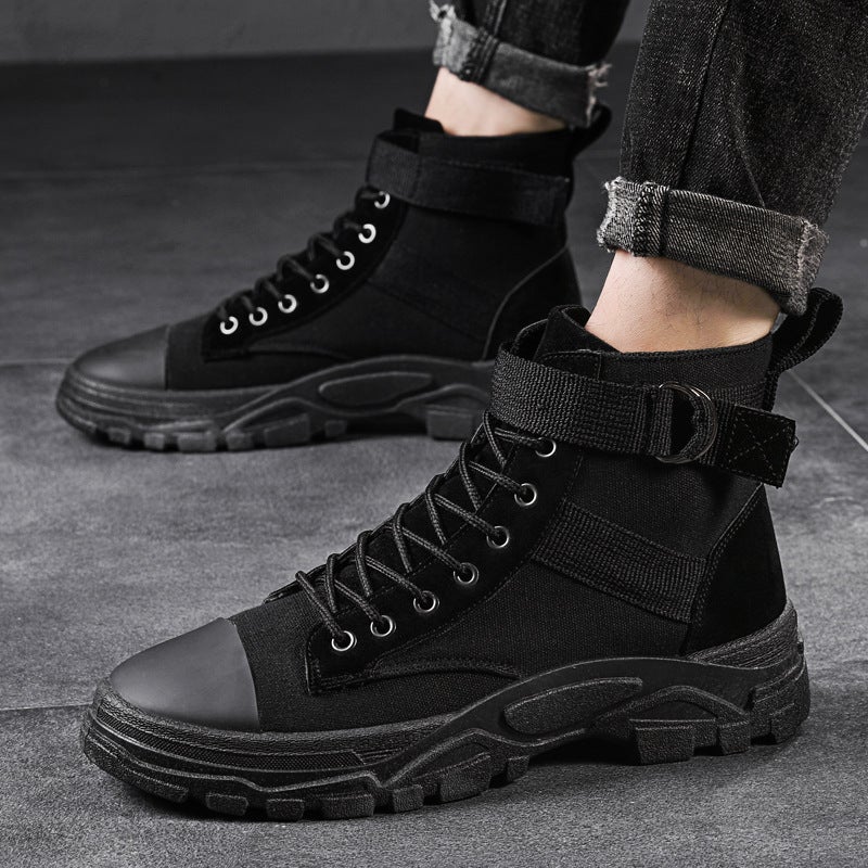 2025 Spring Casual Men'S Shoes High-Top Canvas Martin Boots Winter Korean Style Fashionable Outdoor Tooling Boots Men'S Trendy Shoes - Image 4